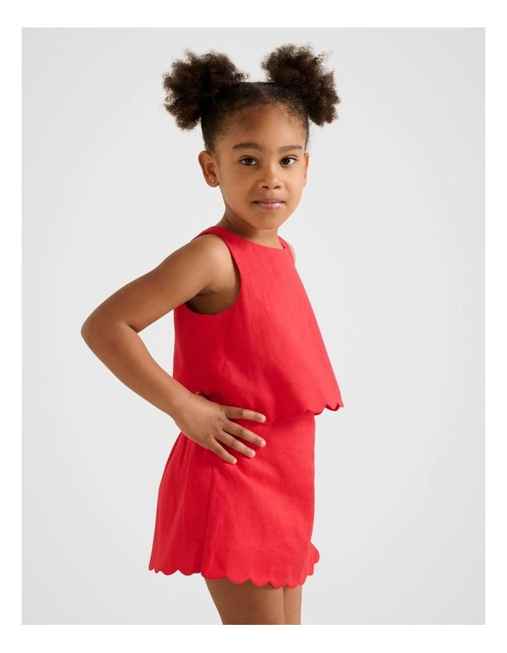 Molly Scalloped Shift Top in Red image 3