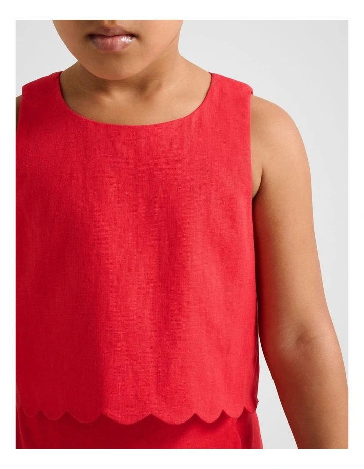 Molly Scalloped Shift Top in Red image 4