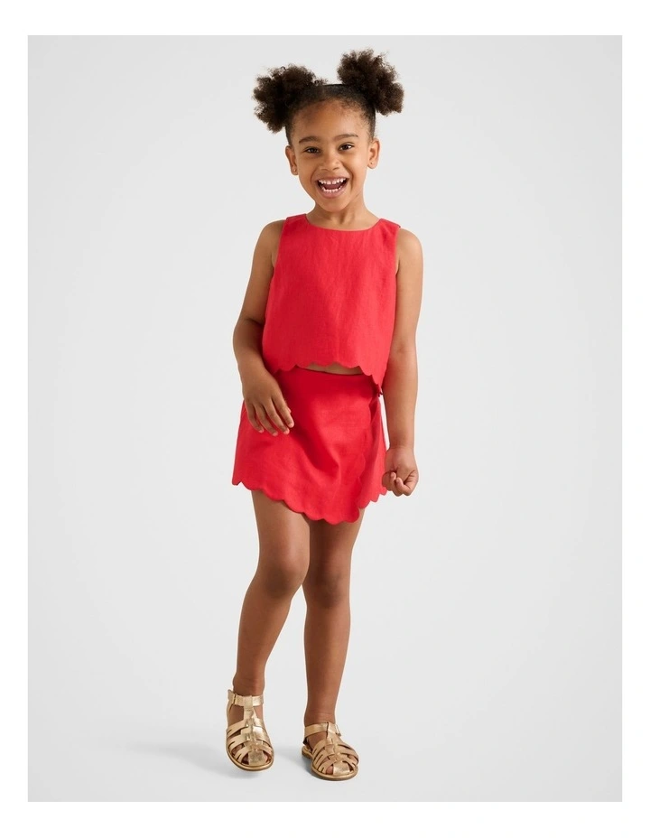 Molly Scalloped Shift Top in Red image 5