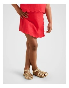 Aria Scalloped Skort in Red