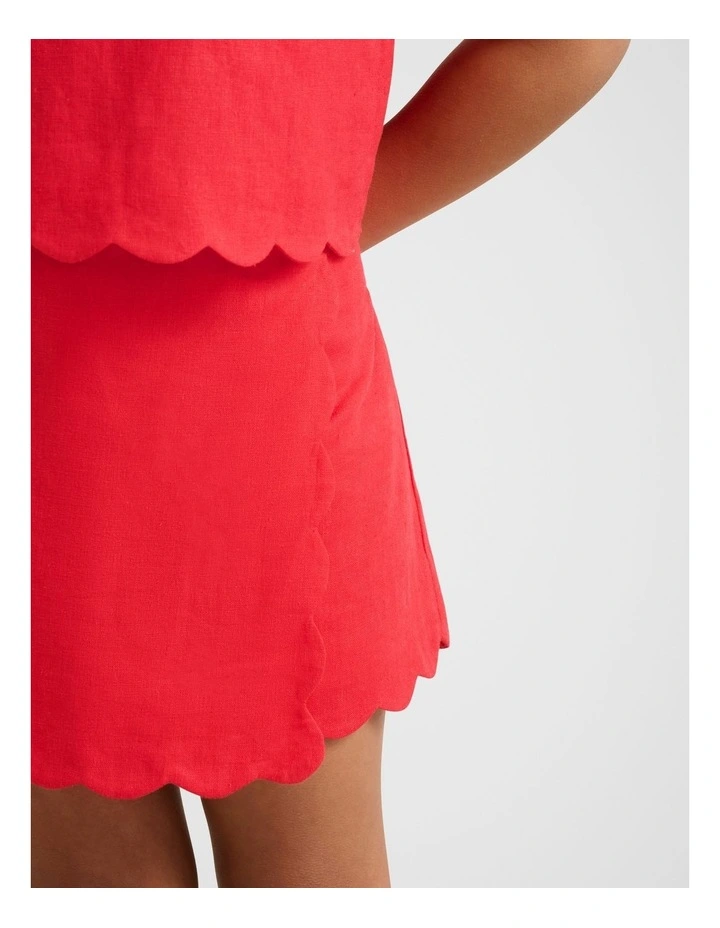 Aria Scalloped Skort in Red image 4