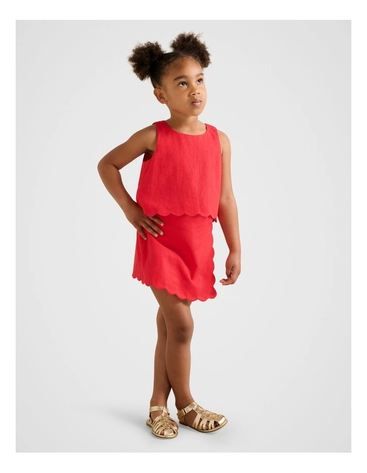 Aria Scalloped Skort in Red image 5