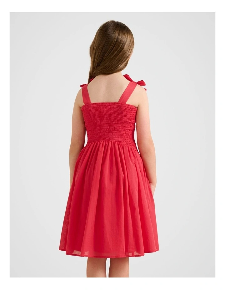 Indiana Shirred Dress in Red image 2