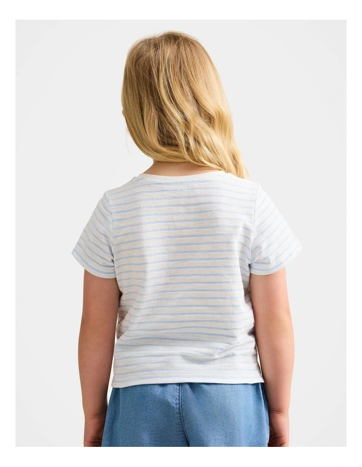 Emilia Striped Flutter Sleeves T-shirt in White image 2