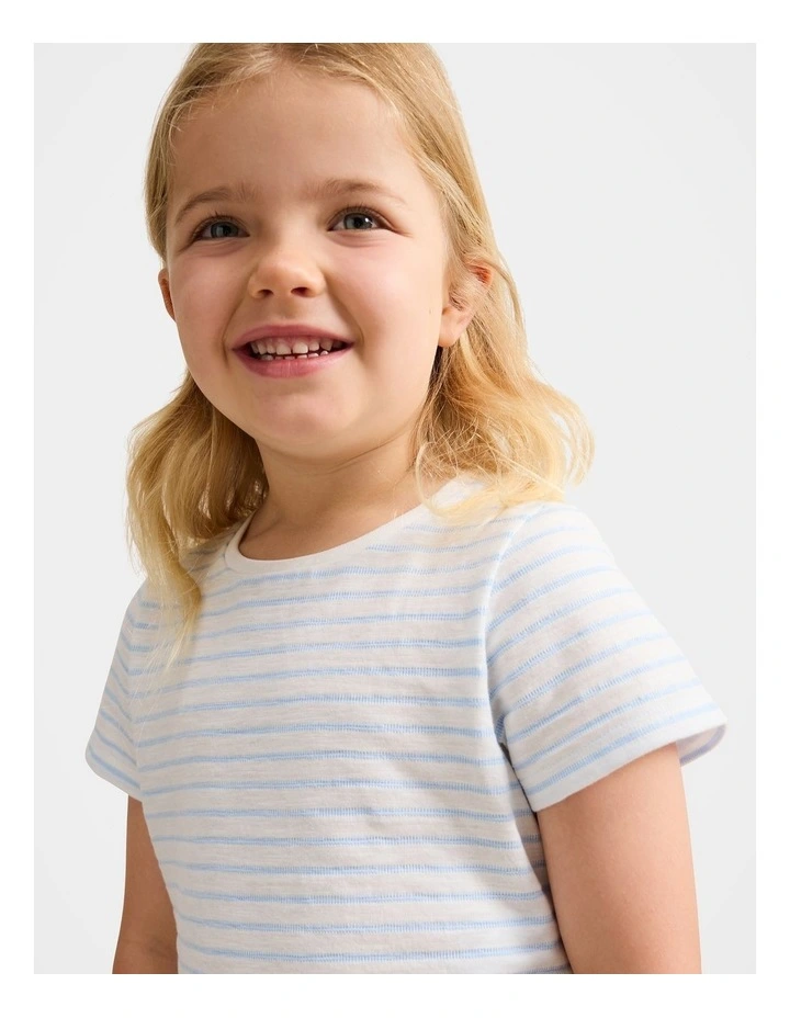 Emilia Striped Flutter Sleeves T-shirt in White image 4