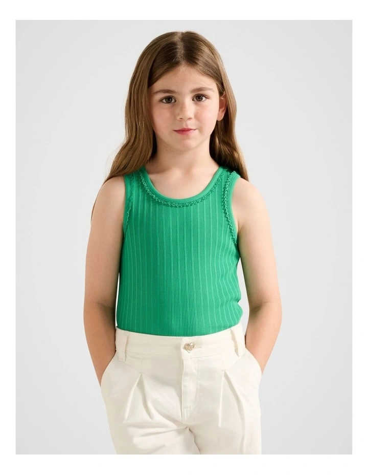 Tessa Ribbed Tank Top in Green image 1