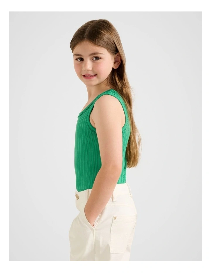 Tessa Ribbed Tank Top in Green image 3