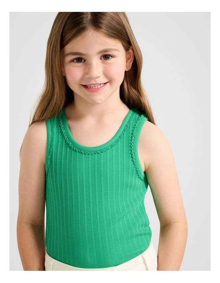 Tessa Ribbed Tank Top in Green image 4