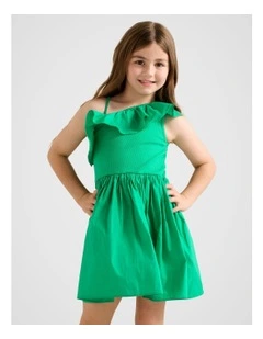 Sadie One Shoulder Frill Dress in Green