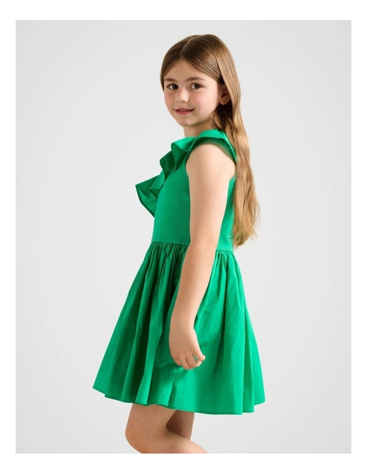 Sadie One Shoulder Frill Dress in Green image 3