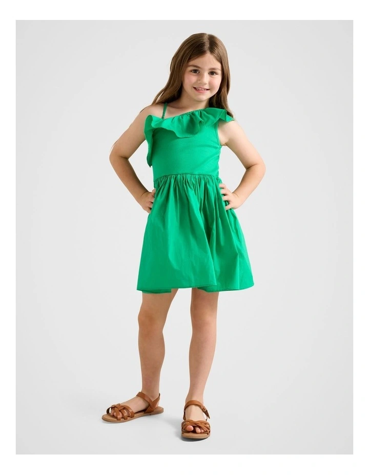 Sadie One Shoulder Frill Dress in Green image 5