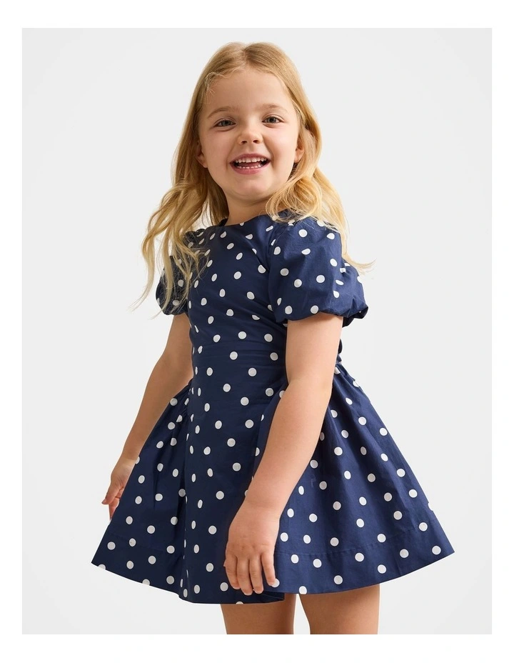 Juliette Girls Puff Sleeves Dress in Blue image 1