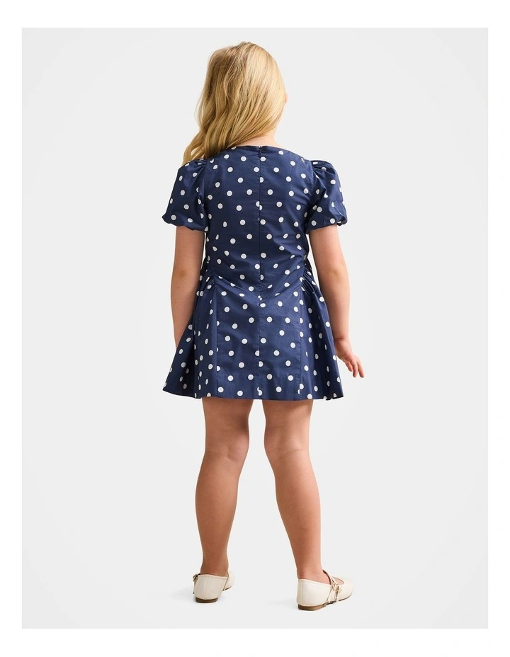 Juliette Girls Puff Sleeves Dress in Blue image 2