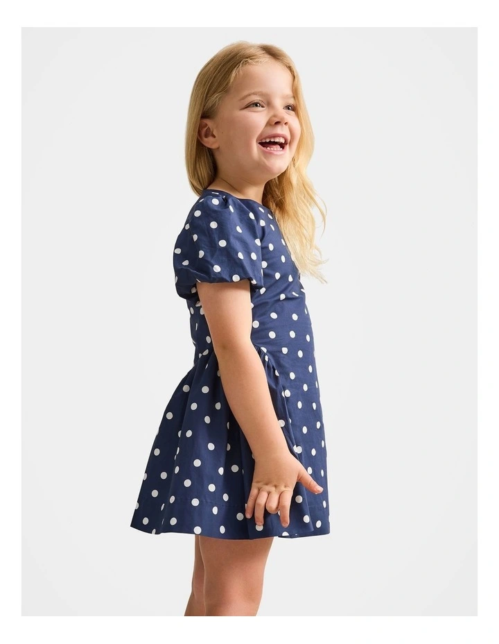Juliette Girls Puff Sleeves Dress in Blue image 3
