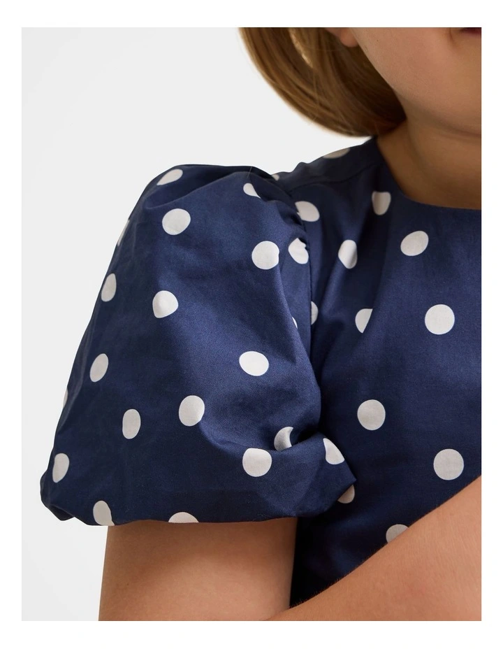 Juliette Girls Puff Sleeves Dress in Blue image 4