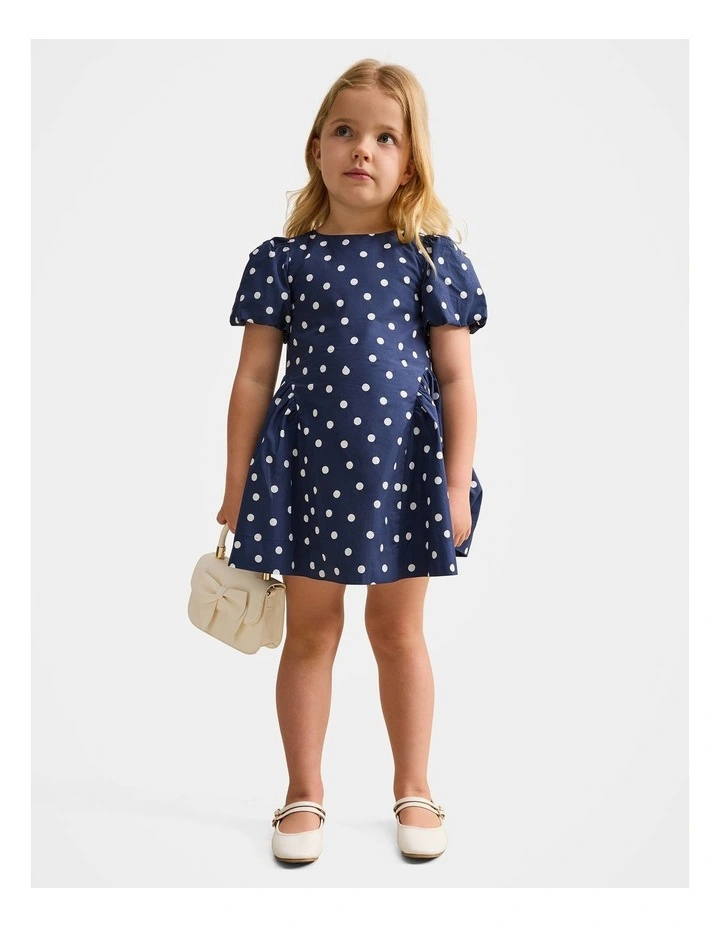 Juliette Girls Puff Sleeves Dress in Blue image 5