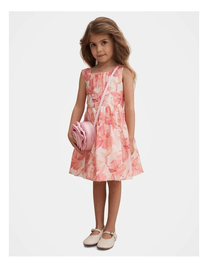 Sienna Girls Tiered Bow Dress in Multi image 1