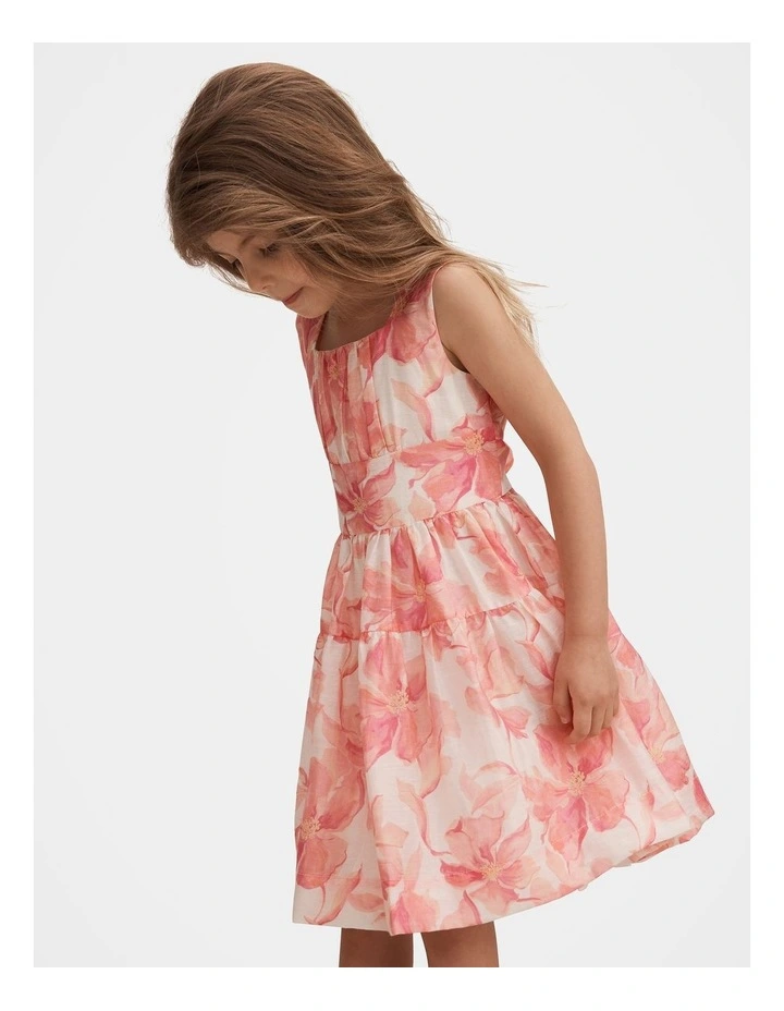Sienna Girls Tiered Bow Dress in Multi image 3