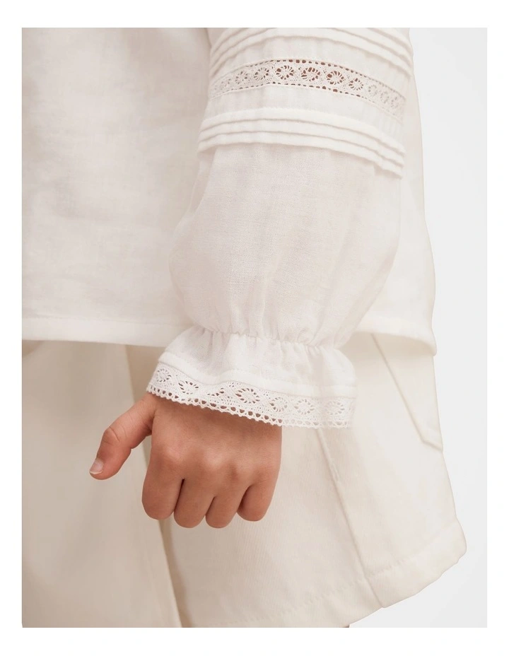 Eloisa Lace Trim Blouse in White image 4