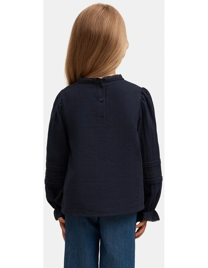 Eloisa Lace Trim Blouse in Navy image 2