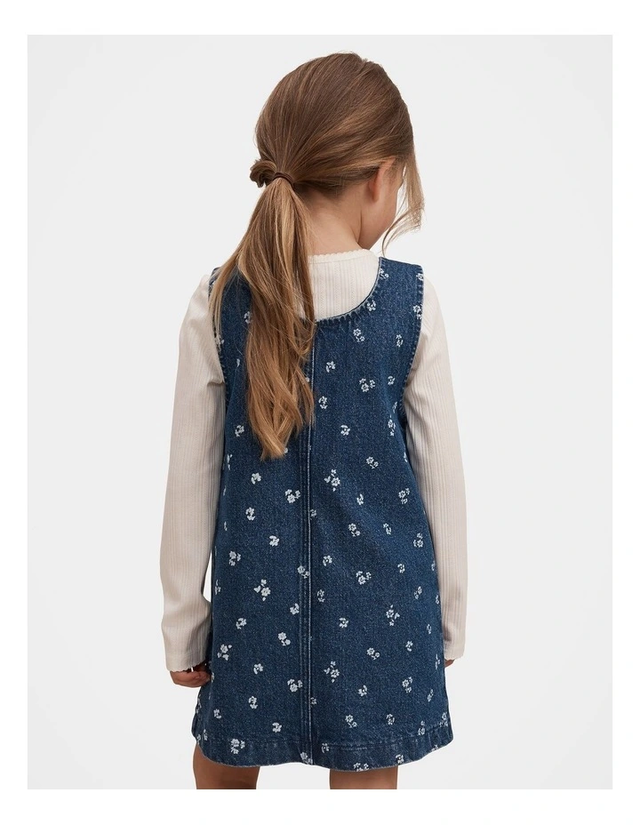 Adeline Girls Denim Pinafore Dress in Multi image 2