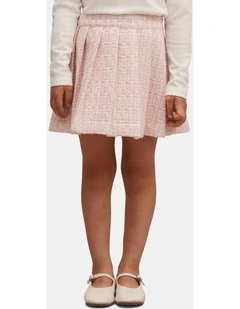 Audrey Pleated Tweed Skirt in Pink