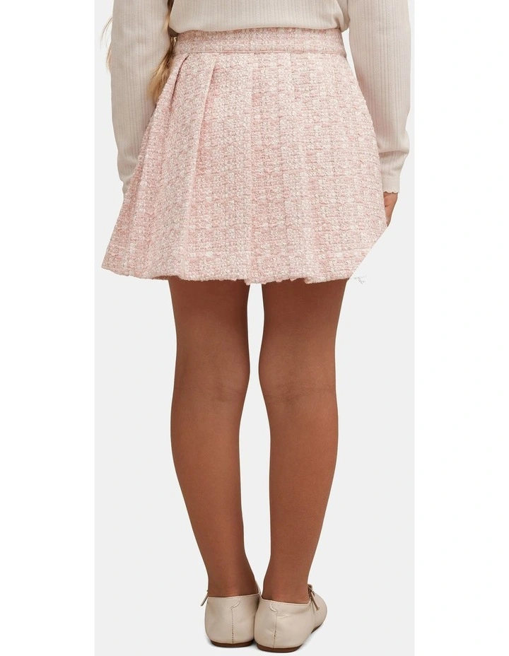 Audrey Pleated Tweed Skirt in Pink image 2