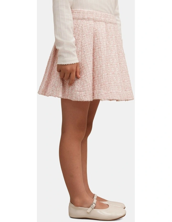 Audrey Pleated Tweed Skirt in Pink image 3