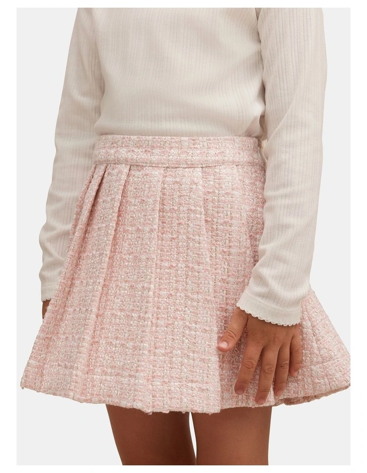 Audrey Pleated Tweed Skirt in Pink image 4