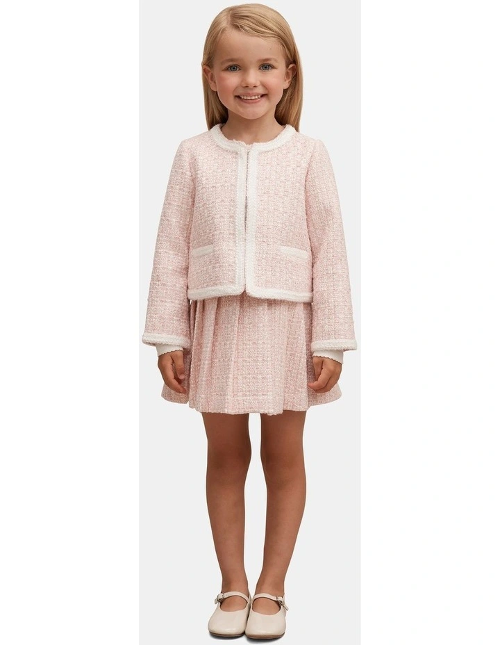 Audrey Pleated Tweed Skirt in Pink image 5