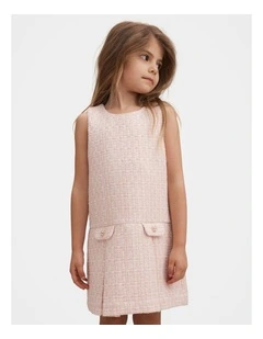 Audrey Tweed Shift Dress in Pink