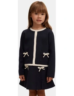 Coco Bow Knitted Cardigan in Navy