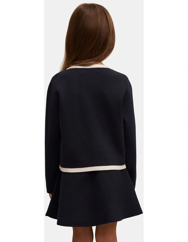 Coco Bow Knitted Cardigan in Navy image 2