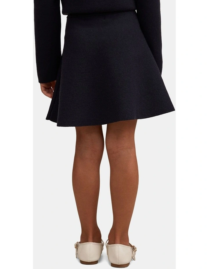 Coco Bow Girls Knitted Skirt in Navy image 2