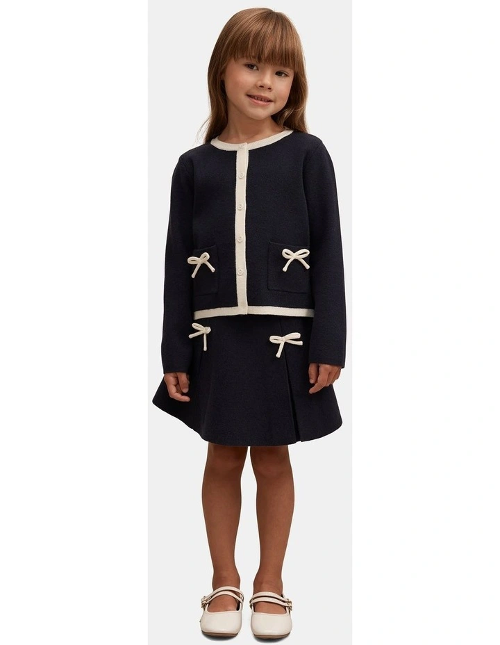 Coco Bow Girls Knitted Skirt in Navy image 5
