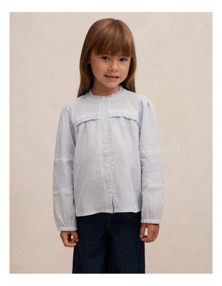 Elena Striped Blouse in Blue image 1