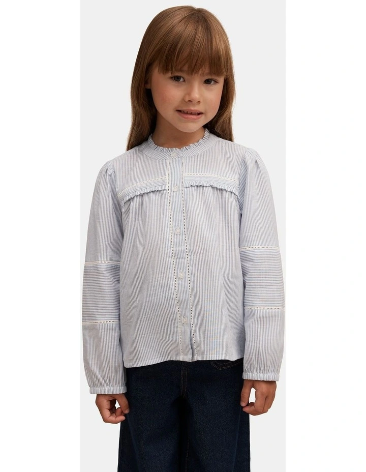 Elena Striped Blouse in Blue image 1