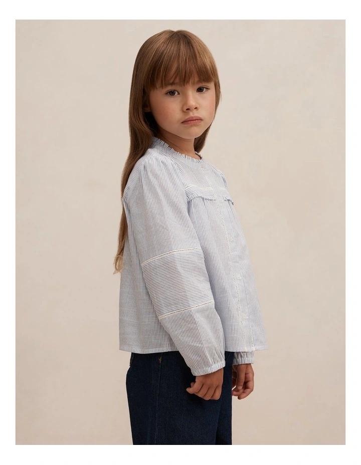 Elena Striped Blouse in Blue image 3