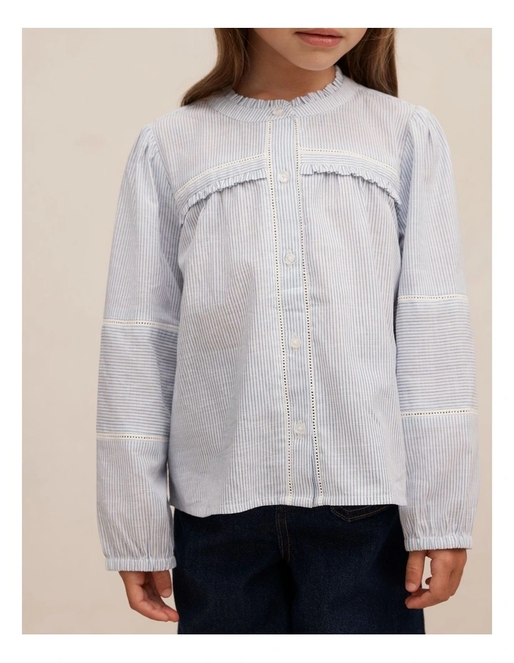 Elena Striped Blouse in Blue image 4