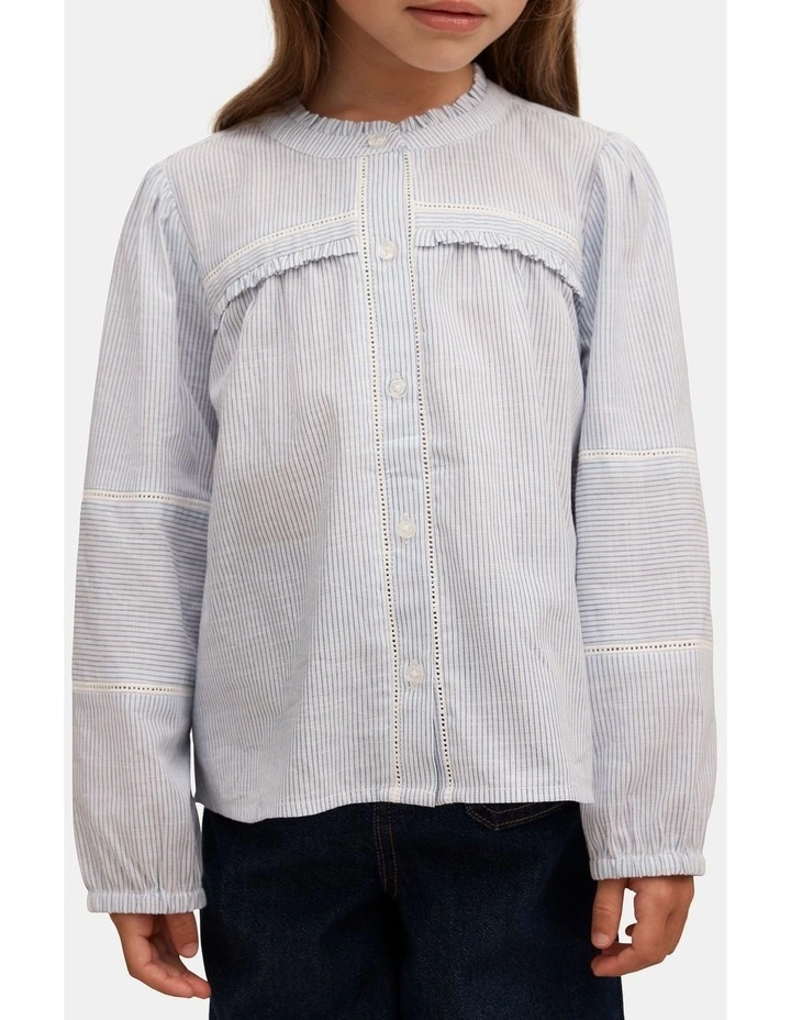 Elena Striped Blouse in Blue image 4