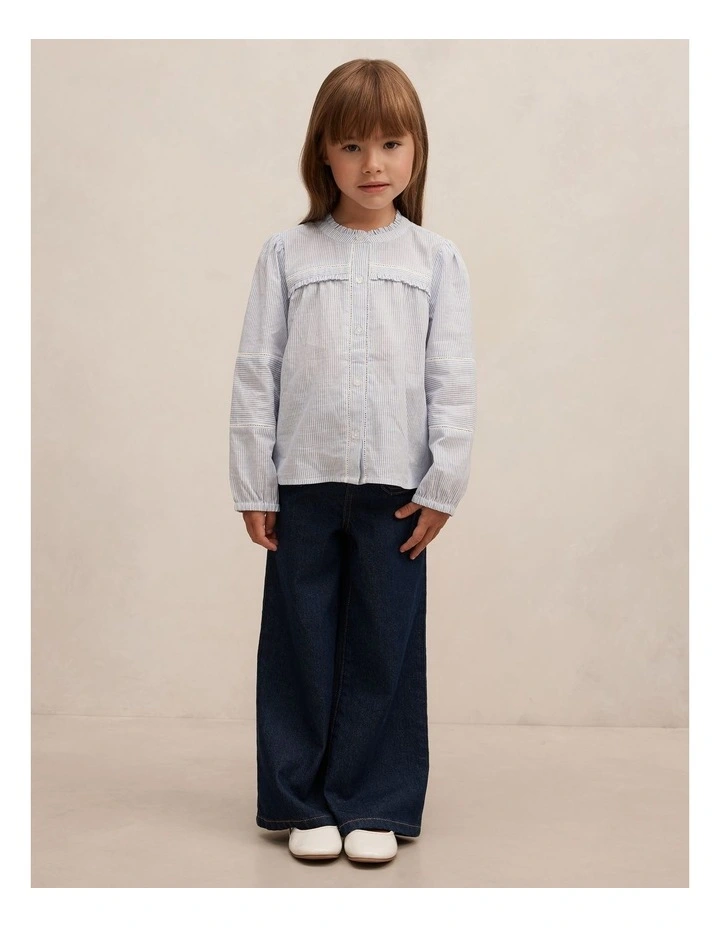 Elena Striped Blouse in Blue image 5