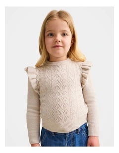 Tilly Pointelle Knitted Jumper in Cream