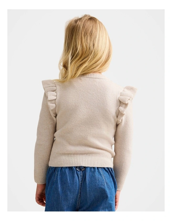 Tilly Pointelle Knitted Jumper in Cream image 2