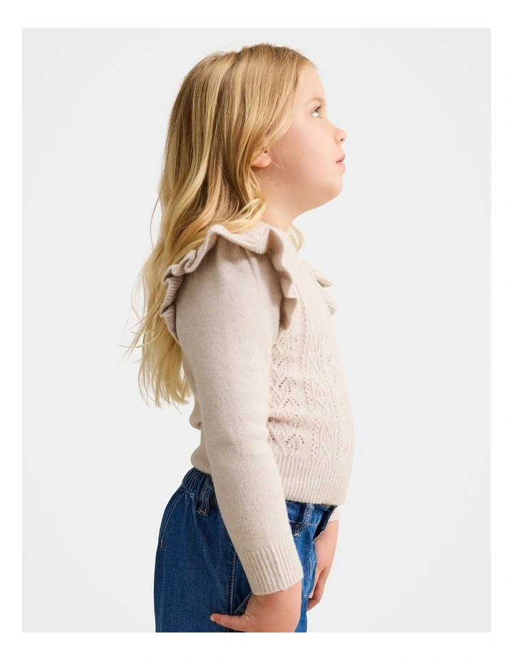 Tilly Pointelle Knitted Jumper in Cream image 3