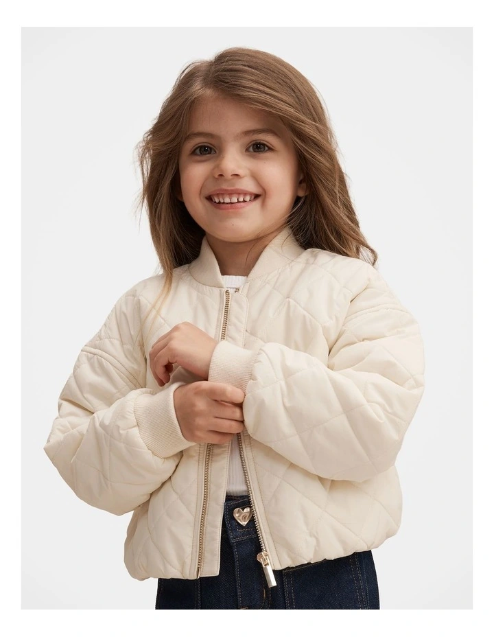 Alexa Girls Quilted Jacket in Cream image 1