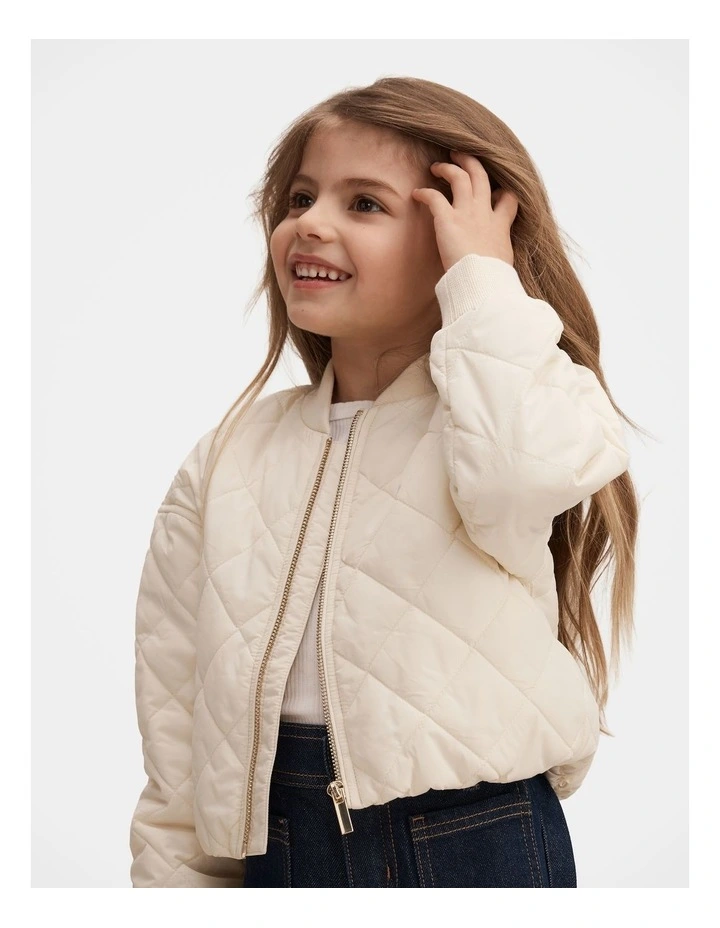Alexa Girls Quilted Jacket in Cream image 3