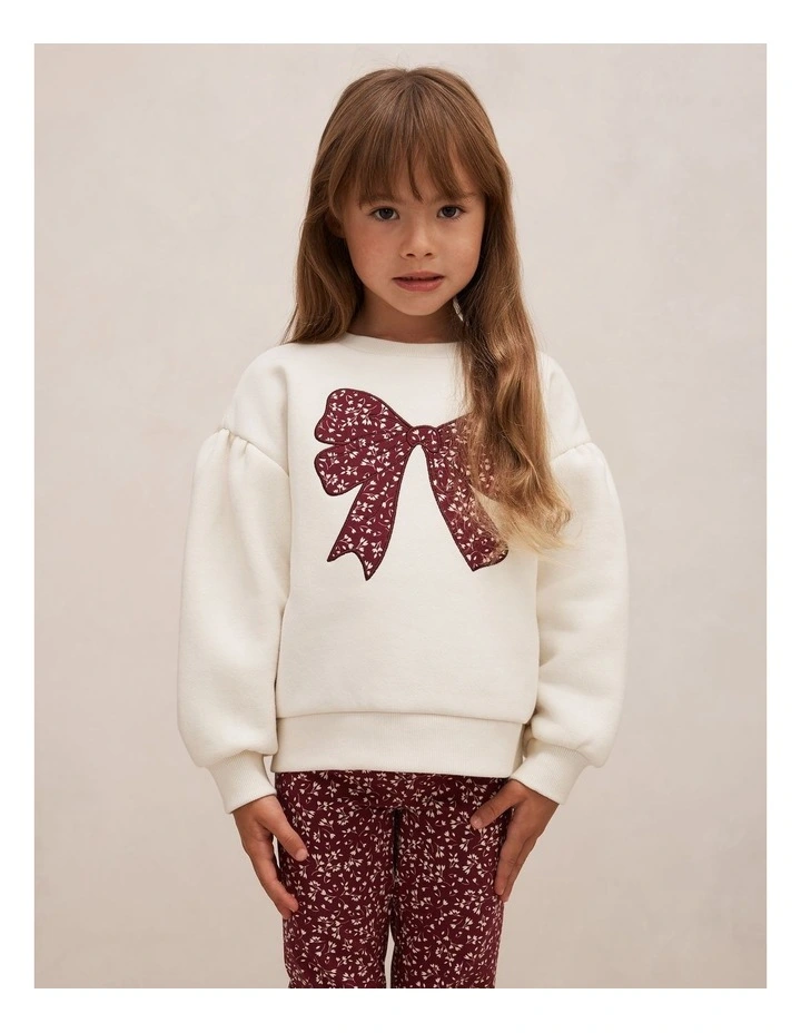 Bianca Girls Balloon Sleeves Sweatshirt in White image 1