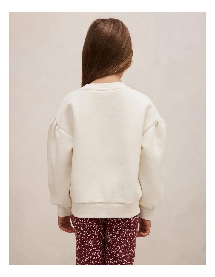 Bianca Girls Balloon Sleeves Sweatshirt in White image 2