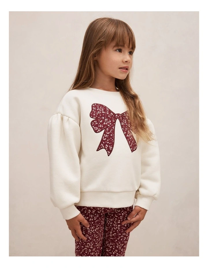 Bianca Girls Balloon Sleeves Sweatshirt in White image 3