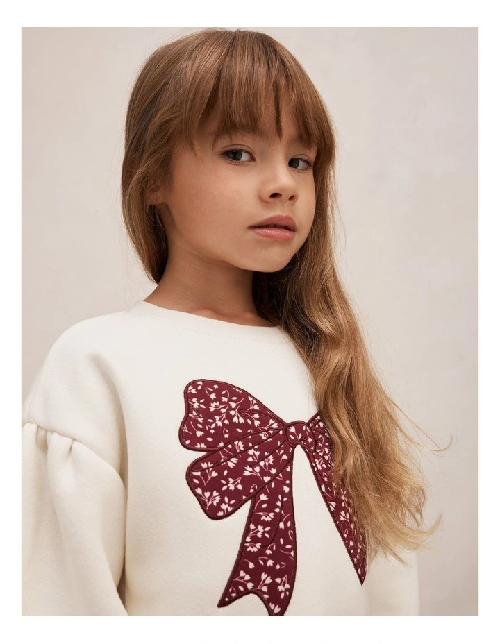 Bianca Girls Balloon Sleeves Sweatshirt in White image 4
